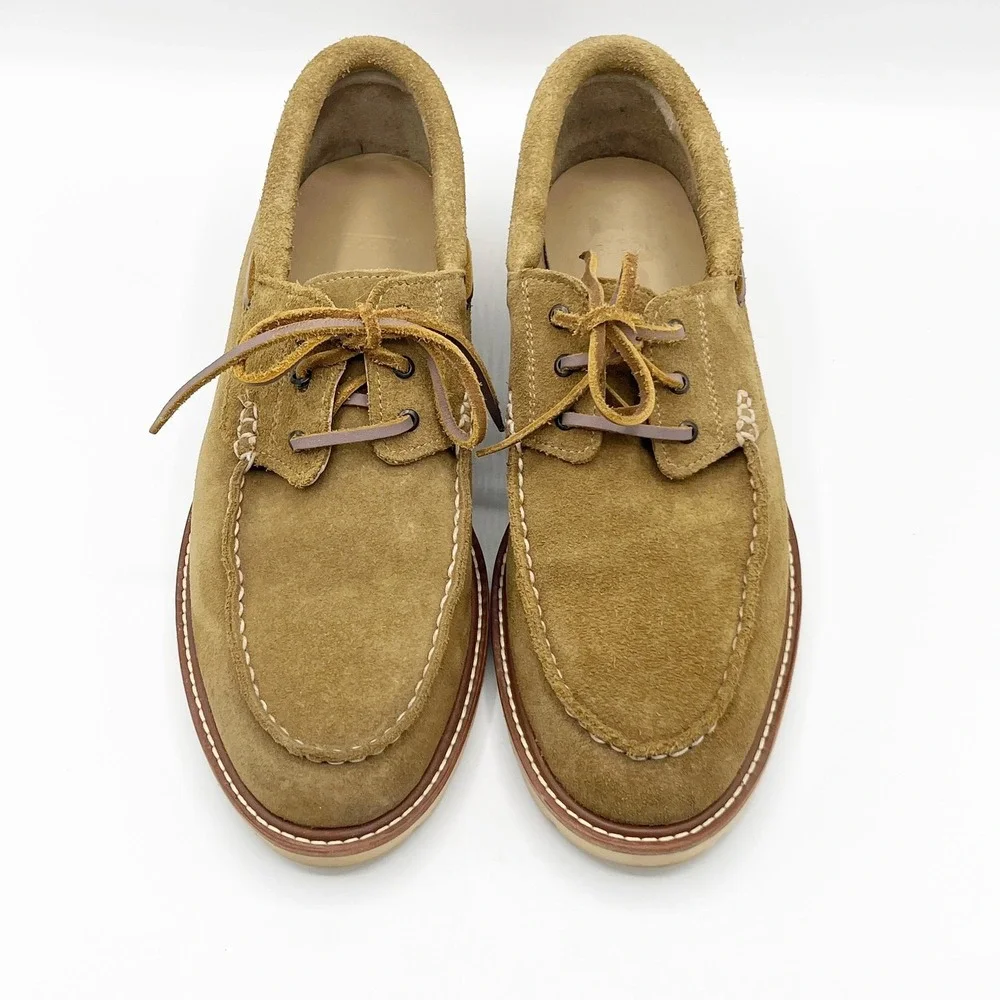 Rhodes Shoes Mens 9 Tan Suede Vibram Gumlite Moc Toe Boat Deck Casual Huckberry